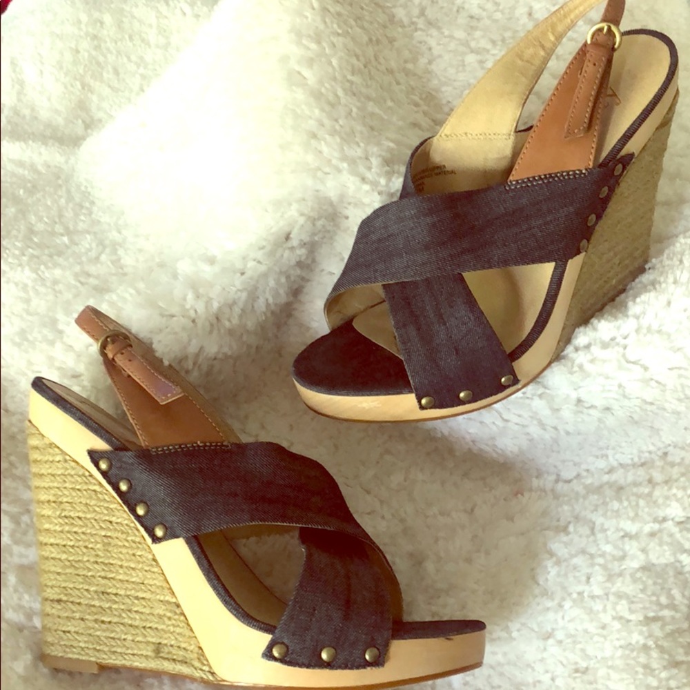 Levity denim wedges
